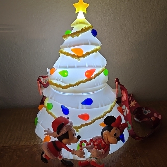 Disney Other - Disney Christmas Tree Lightup Popcorn Bucket with Mickey and Minnie